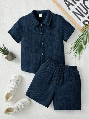 DOLZIO FAB Baby Boys Party(Festive) Shirt Shorts(NEVY BLUE)
