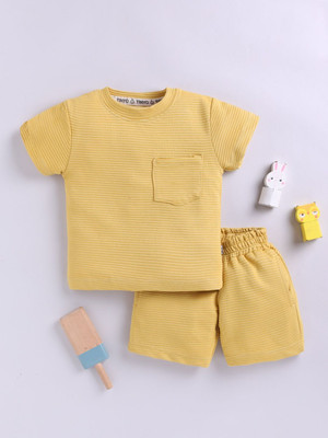 YK X Tinyo Boys & Girls Casual T-shirt Shorts(Mustard)