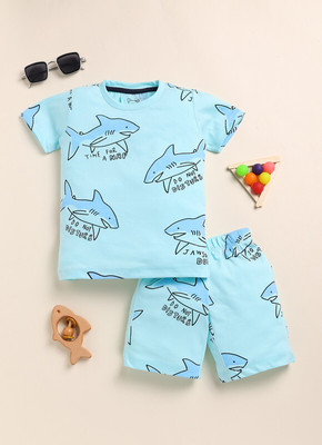 Yk Girls Casual T-shirt Shorts(Turquoise Blue)