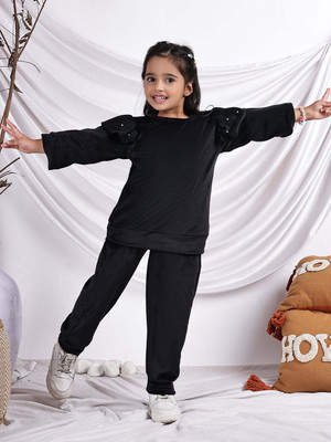 NEUDIS Girls Casual Top Trouser(Black)