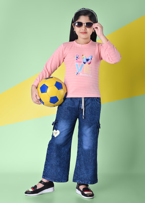 AFTAB DRESSES Girls Party(Festive) Top Pant(PINK)