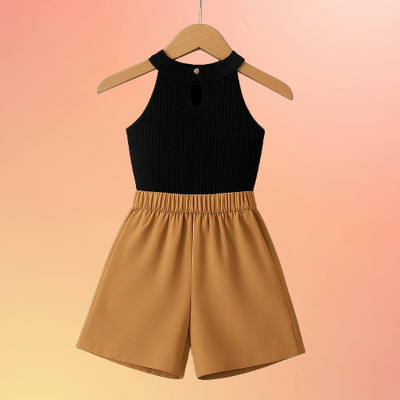 RIYANSHI Girls Casual Top Skirt(Black, Brown)