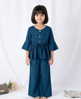 MAHERMA Girls Casual Top Pant(RAMA GREEN)