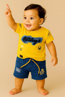 KIDDOWEAR Boys Casual T-shirt Pant(YELLOW)