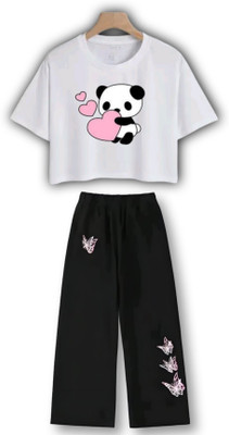 Stylander Girls Kung Fu Panda Casual T-shirt Pyjama(WHITE)