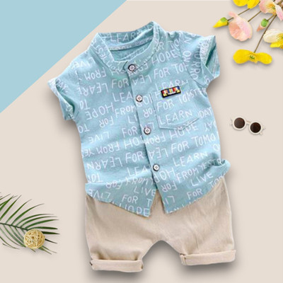 PROVOGUE Baby Boys & Baby Girls Party(Festive) Shirt Shorts(ALPHA_SKY)
