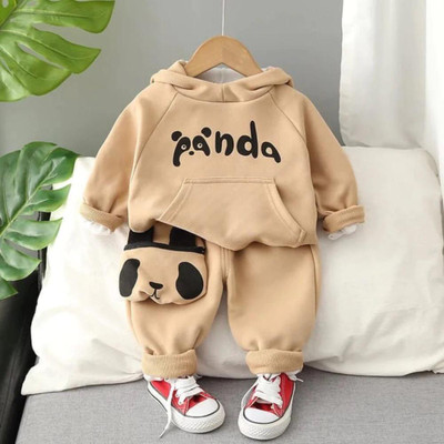 Mayneisha Baby Boys & Baby Girls Casual Sweatshirt Track Pants(Beige)