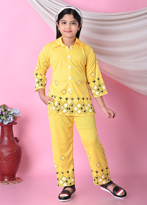 HR Collection Baby Girls Casual Top Pant(Yellow)