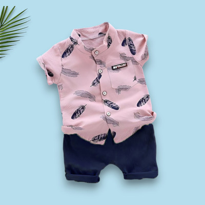 FashionFlicks Baby Boys & Baby Girls Casual Shirt Shorts(MORPANKH_PINK_BLUE)