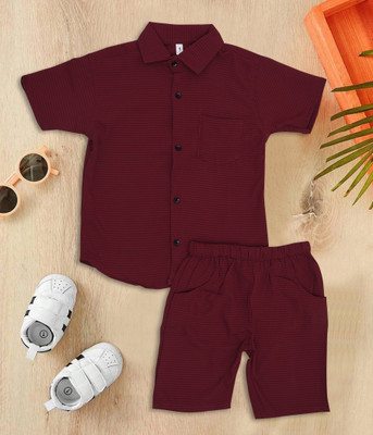 Hitanshi creation Boys & Girls Casual Shirt Pant(MAROON)