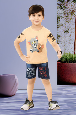 mahi creation Boys Casual T-shirt Shorts(111 QUITE TOM & JERRY)