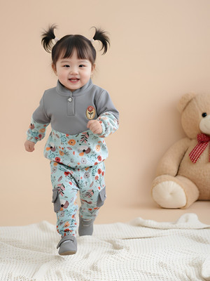 BABY'S DAY Baby Girls Casual Sweatshirt Track Pants(Sky Blue)