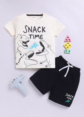 LITTLE NINJA Baby Boys Casual T-shirt Shorts(CREAM)