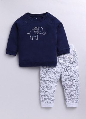 BabyGo Baby Boys Casual T-shirt Pyjama(Dark blue, White)