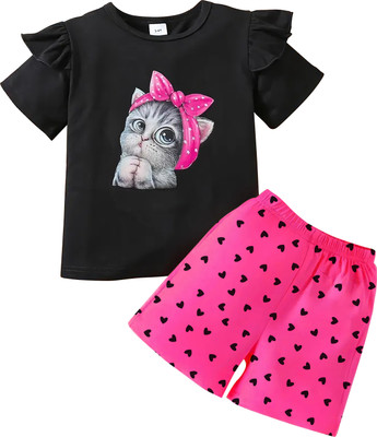 KEESOR Girls Casual T-shirt Shorts(RANIROSE)