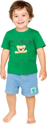 MiniMighty Baby Boys Casual T-shirt Shorts(GREEN)