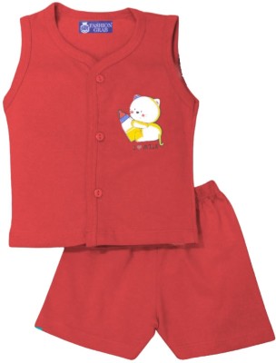 FASHION GRAB Baby Boys & Baby Girls Casual T-shirt Shorts(Red)