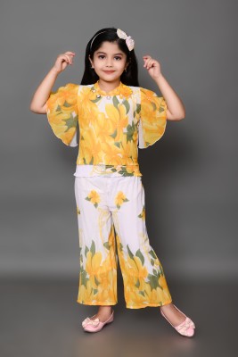 AFTAB DRESSES Girls Party(Festive) Top Pant(YELLOW)