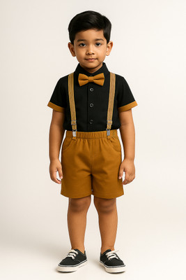 Fabmytra Baby Boys & Baby Girls Party(Festive) Shirt Shirt, Shorts, Belt(Khakhi)