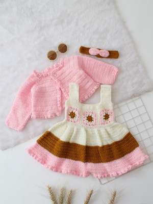 Woonie Baby Girls Casual Dress Cardigan(Pink)