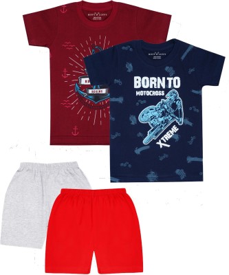 35 Degrees Boys Casual T-shirt Shorts(Navy Maroon)