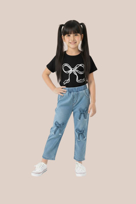 RRJ Fashion Girls Party(Festive) Top Jeans(BLACK)