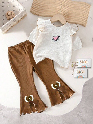 Sana Clothing Girls Party(Festive) Pant Top(Brown)