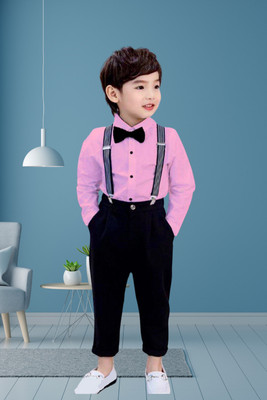 KRIYU CREATION Baby Boys Party(Festive) Shirt Pant(Pink)