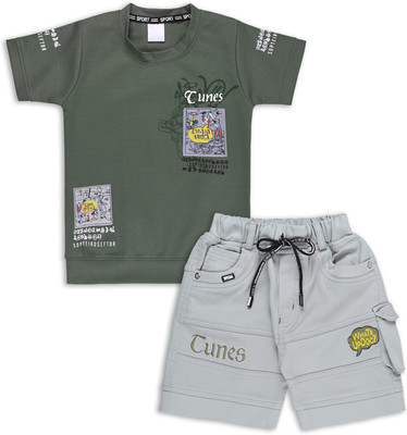 Silver Kraft Baby Boys Casual T-shirt Shorts(Green)