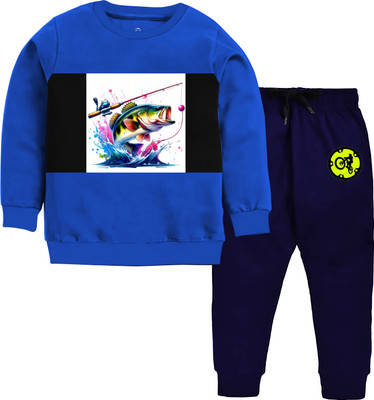 Ishkart Boys Casual Sweatshirt Track Pants(Royal Blue / Navy)