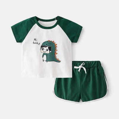 Pink Angel Baby Boys & Baby Girls Doraemon Party(Festive) T-shirt Shorts(Green)