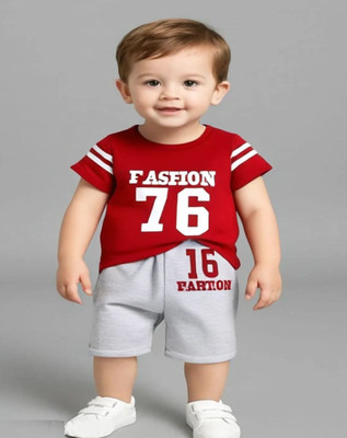 Cutevibe Baby Boys & Baby Girls Casual T-shirt Shorts(RED)