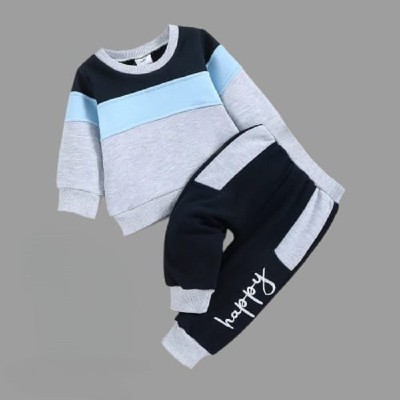 Kwikk Baby Boys & Baby Girls Casual Sweatshirt Track Pants(Grey, black)