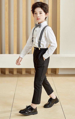 WEARBYRB Boys & Girls Casual Shirt Pant(White)