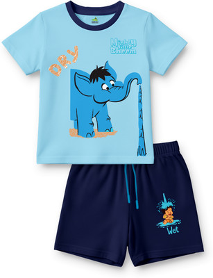 CHHOTA BHEEM Boys Chhota Bheem Casual T-shirt Shorts(Aqua Blue, Royal Blue)