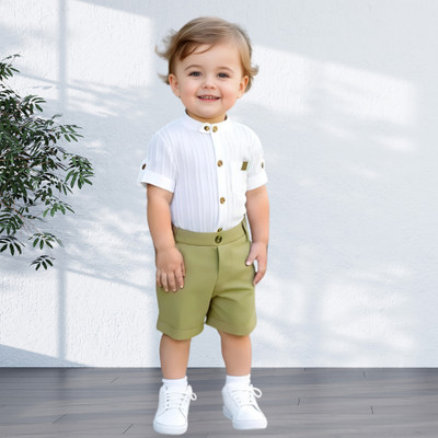 menvy Baby Boys Casual Shirt Shorts(Green)