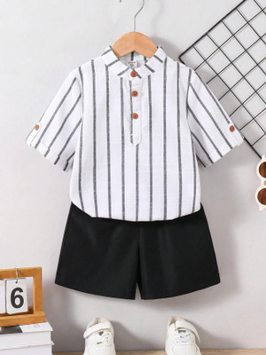 peeloo Baby Boys & Baby Girls Casual Shirt Shorts(WHITE STREE)
