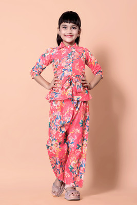 Vijatree Girls Casual Top Pant(Pink / Multi)