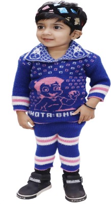 Shivarth Baby Girls Casual Dress Sweater, Pyjama(Blue 2)