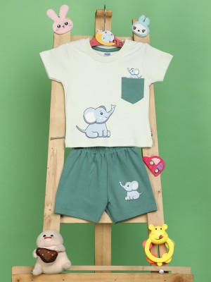 harya Baby Boys & Baby Girls Casual T-shirt Shorts(Green)