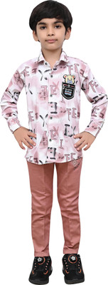 TrybeX Boys Party(Festive) Shirt Pant(Red)