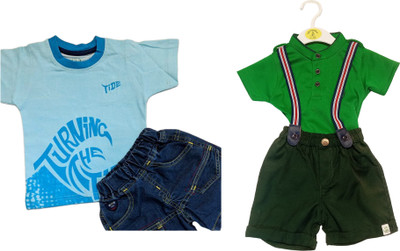 Bio Fashion Baby Boys Party(Festive) Dungaree and Romper Suspenders(BLUE, GREEN)