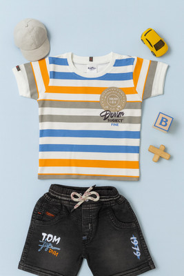 karnika Baby Boys Casual T-shirt Shorts(Orange)