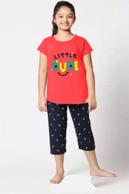 HEYDALS Girls Casual T-shirt Capri(Tomato Red)