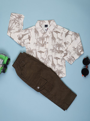 V-MART Baby Boys Casual Shirt Pant(Grey)