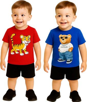 SEGRO Baby Boys & Baby Girls Casual T-shirt Shorts(RED, ROYAL)