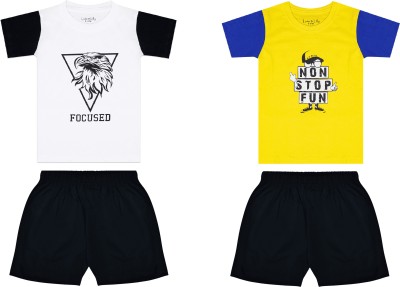 Biffy and Luffy Boys Casual T-shirt Shorts(White Yellow)