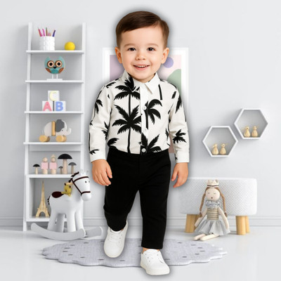 MENVVY TREND Baby Boys Party(Festive) Shirt Pant(WHITE FLOWSOME PATTERN)