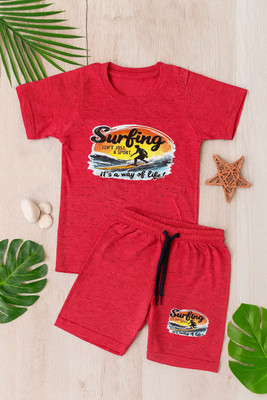 VACKY Boys & Girls Casual T-shirt Shorts(Red)