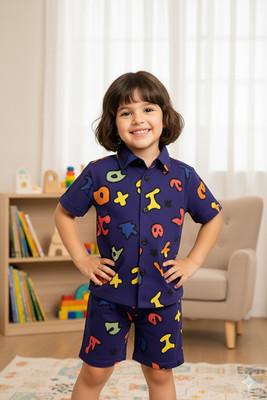 ANIKA CREATION Girls Casual Shirt Shorts(Purple)
